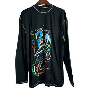 Vintage Y2K COOGI Embroidered Long Sleeve T-Shirt Black Phoenix Hip Hop NWT 3XL‎